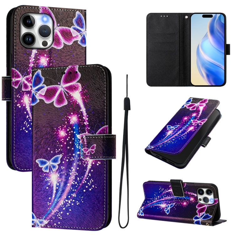 

For iPhone 13 Pro Art Colored Drawing Pattern Leather Phone Case(Fireworks butterfly)