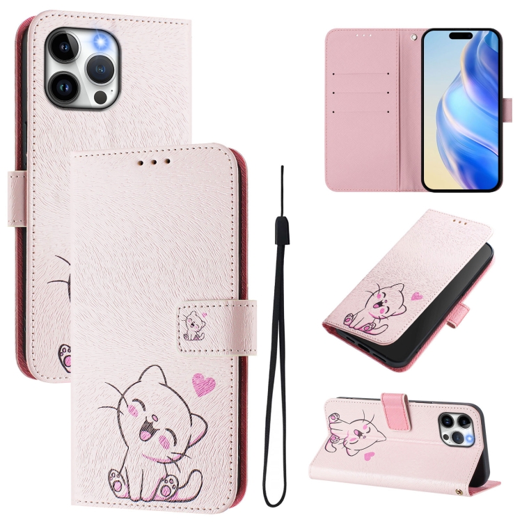 

For iPhone 13 Pro Max Art Colored Drawing Pattern Leather Phone Case(Cute cat)