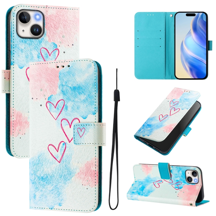 

For iPhone 14 Plus Art Colored Drawing Pattern Leather Phone Case(LOVE ME)