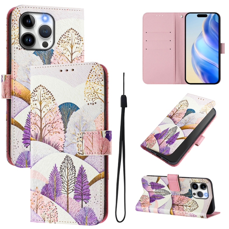 

For iPhone 14 pro Art Colored Drawing Pattern Leather Phone Case(Landscape)