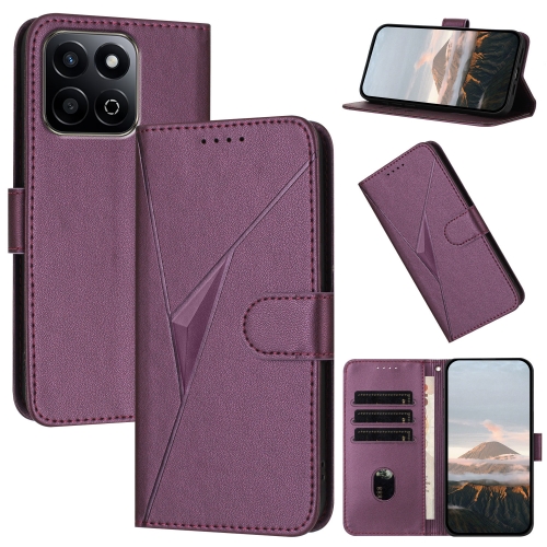 

For Honor 200 Smart 5G Global Triangle Pattern Buckle Clasp Leather Phone Case(Dark Purple)