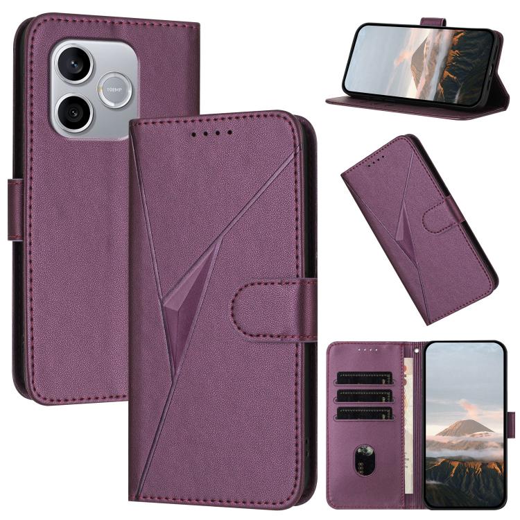 

For Honor 600 Lite Global Triangle Pattern Buckle Clasp Leather Phone Case(Dark Purple)