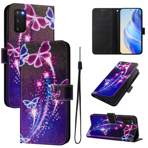 

For Samsung Galaxy S20 FE 4G Art Colored Drawing Pattern Leather Phone Case(Fireworks butterfly)