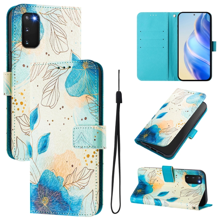 

For Samsung Galaxy S20 FE 4G Art Colored Drawing Pattern Leather Phone Case(Flowering flowers)