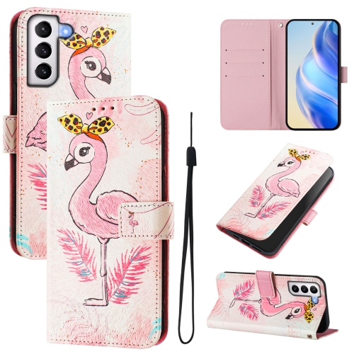 

For Samsung Galaxy S21 5G Art Colored Drawing Pattern Leather Phone Case(Flamingo)