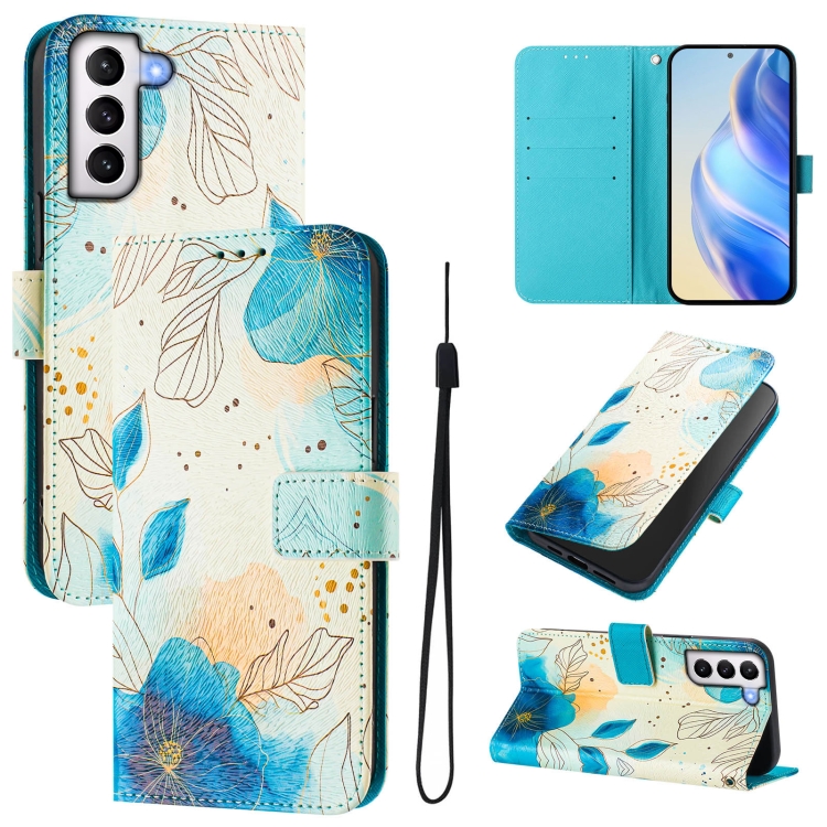 

For Samsung Galaxy S21 5G Art Colored Drawing Pattern Leather Phone Case(Flowering flowers)