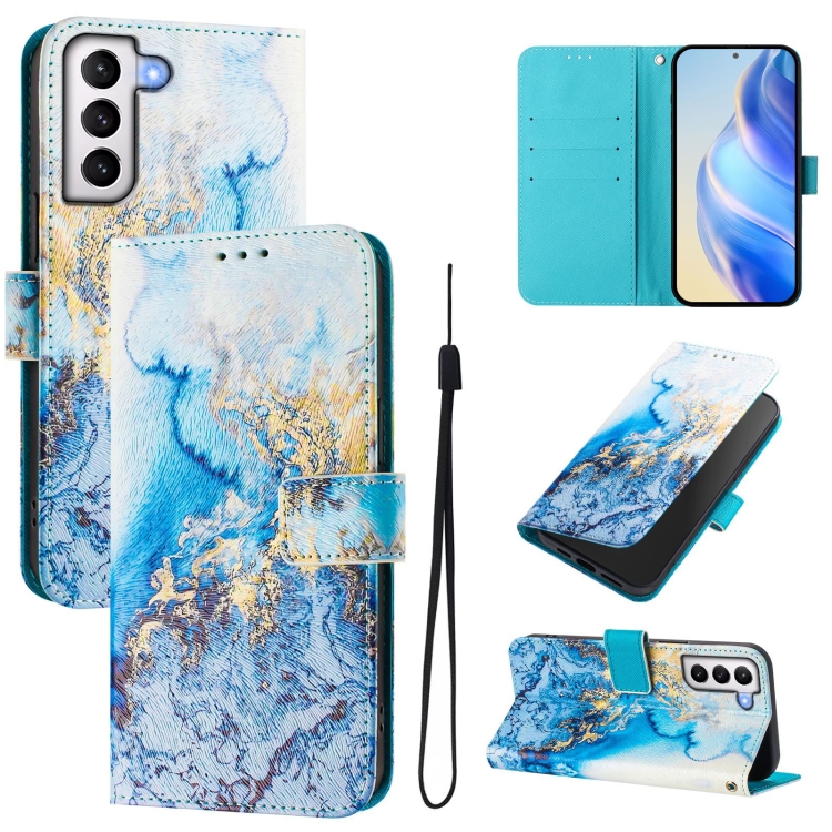 

For Samsung Galaxy S21 5G Art Colored Drawing Pattern Leather Phone Case(Ocean marble)