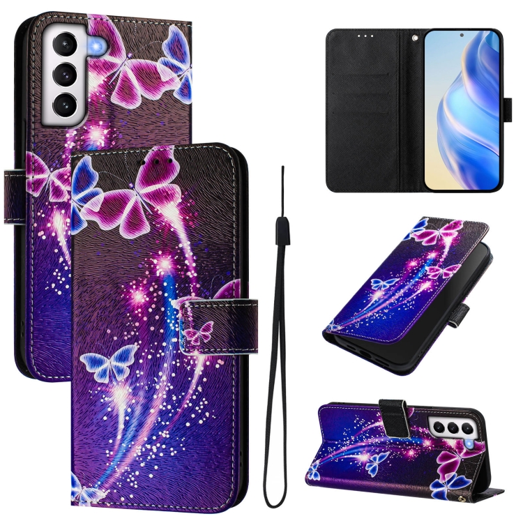 

For Samsung Galaxy S21+ 5G Art Colored Drawing Pattern Leather Phone Case(Fireworks butterfly)