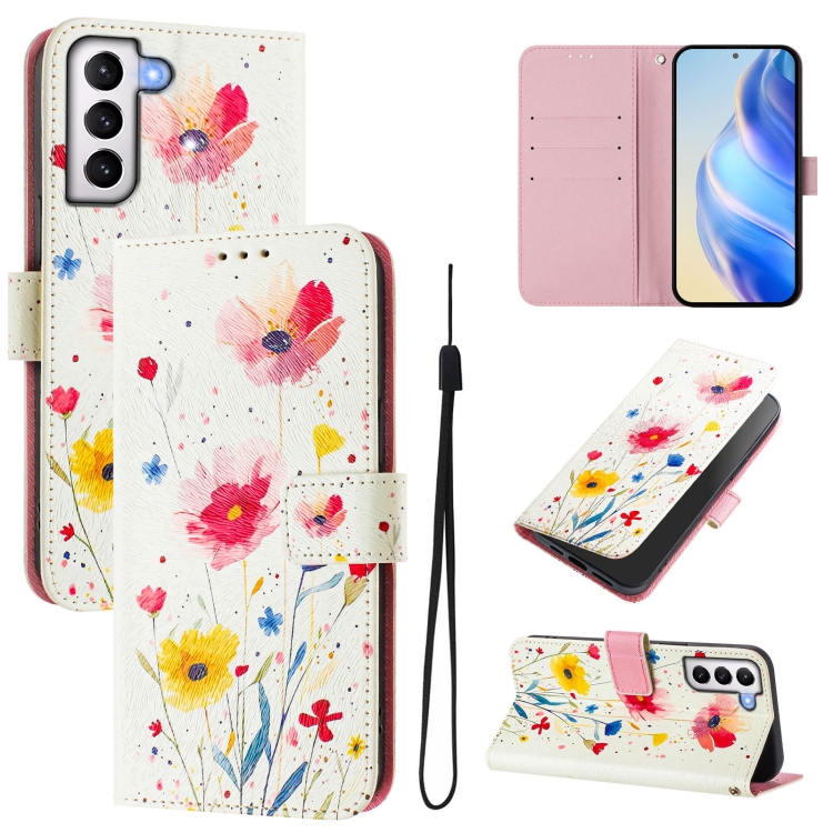 

For Samsung Galaxy S21+ 5G Art Colored Drawing Pattern Leather Phone Case(Flowers and plants)