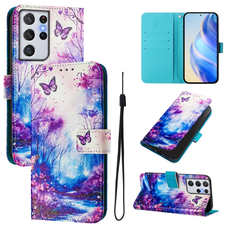

For Samsung Galaxy S21 Ultra 5G Art Colored Drawing Pattern Leather Phone Case(Dreamland)