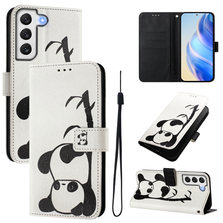 

For Samsung Galaxy S22+ 5G Art Colored Drawing Pattern Leather Phone Case(Panda)