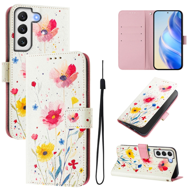 

For Samsung Galaxy S22+ 5G Art Colored Drawing Pattern Leather Phone Case(Flowers and plants)