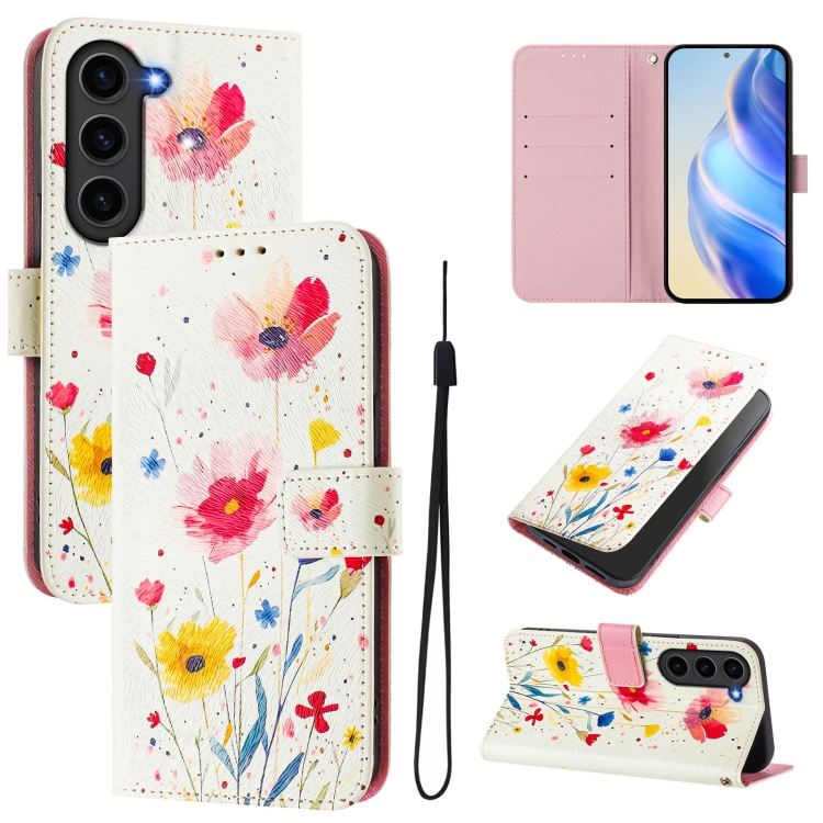 

For Samsung Galaxy S23+ 5G Art Colored Drawing Pattern Leather Phone Case(Flowers and plants)