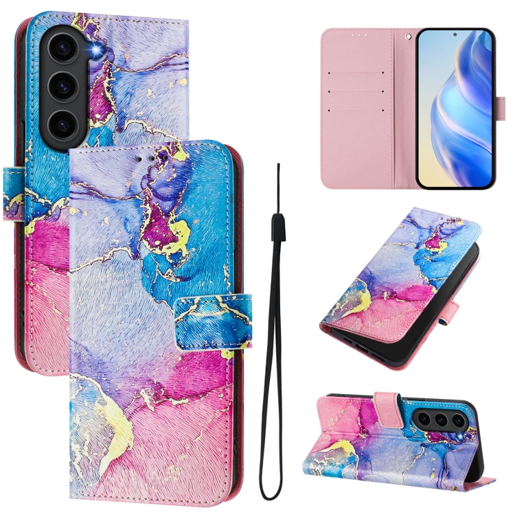 

For Samsung Galaxy S23+ 5G Art Colored Drawing Pattern Leather Phone Case(Colorful marble)