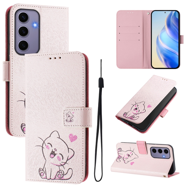 

For Samsung Galaxy S24 5G Art Colored Drawing Pattern Leather Phone Case(Cute cat)