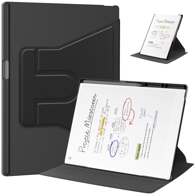 

For reMarkable Paper Pro Voltage Holder Rotation Smart Leather Tablet Case(Black)