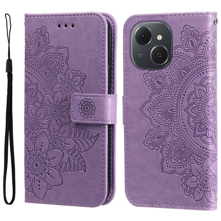 

For Tecno Spark 40C Seven-petal Flowers Embossing Leather Phone Case(Light Purple)