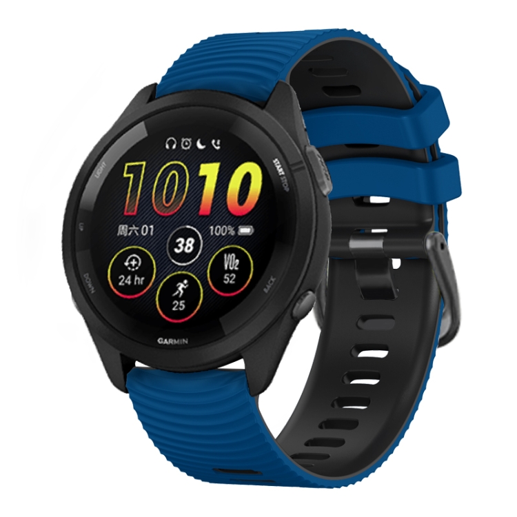 

22mm Universal Curved Two Color Silicone Watch Band(Royal Blue Black)