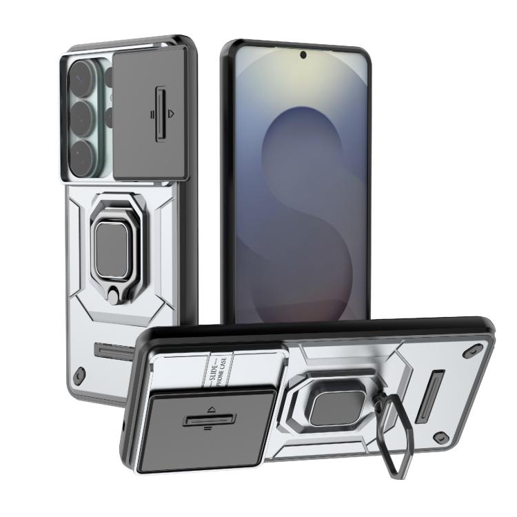 For Samsung Galaxy S26 Ultra 5G Sliding Camshield TPU + PC Shockproof Phone Case with Holder(Grey)