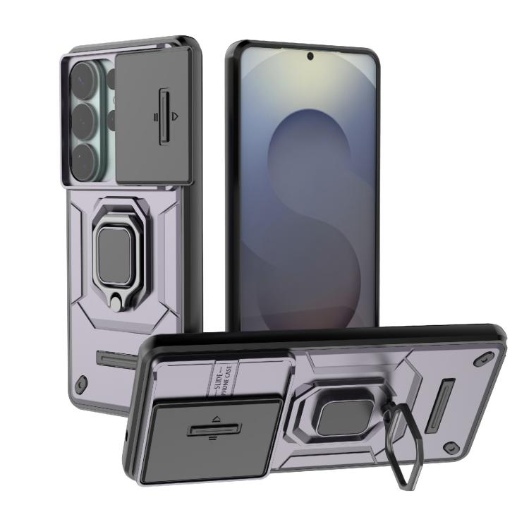 For Samsung Galaxy S26 Ultra 5G Sliding Camshield TPU + PC Shockproof Phone Case with Holder(Purple)