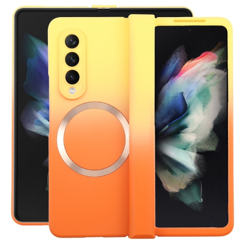 

For Samsung Galaxy Z Fold4 Liquid PC Gradient MagSafe Phone Case(Yellow Orange)