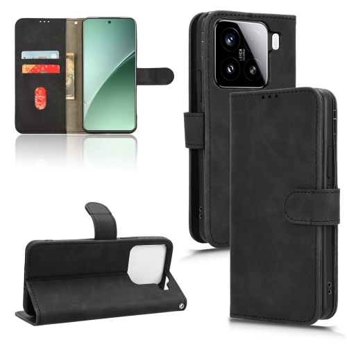 

For Xiaomi 15 Skin Feel Magnetic Flip Leather Phone Case(Black)