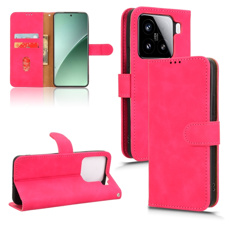 

For Xiaomi 15 Pro Skin Feel Magnetic Flip Leather Phone Case(Rose Red)