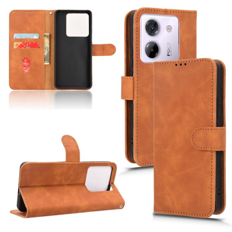 

For Xiaomi Poco M7 Pro 5G Skin Feel Magnetic Flip Leather Phone Case(Brown)