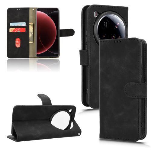 

For Xiaomi 15 Ultra Skin Feel Magnetic Flip Leather Phone Case(Black)