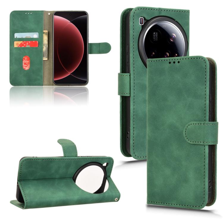 

For Xiaomi 15 Ultra Skin Feel Magnetic Flip Leather Phone Case(Green)