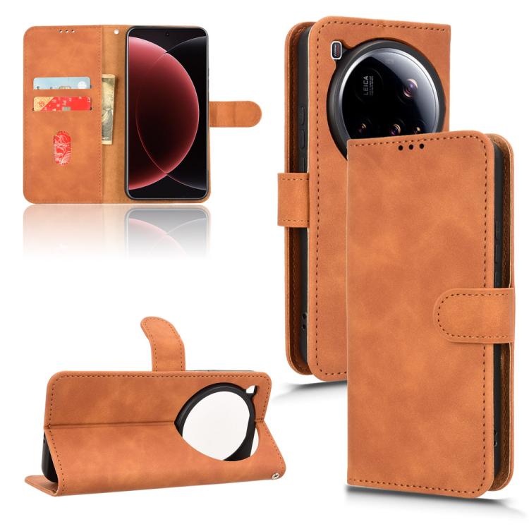 

For Xiaomi 15 Ultra Skin Feel Magnetic Flip Leather Phone Case(Brown)