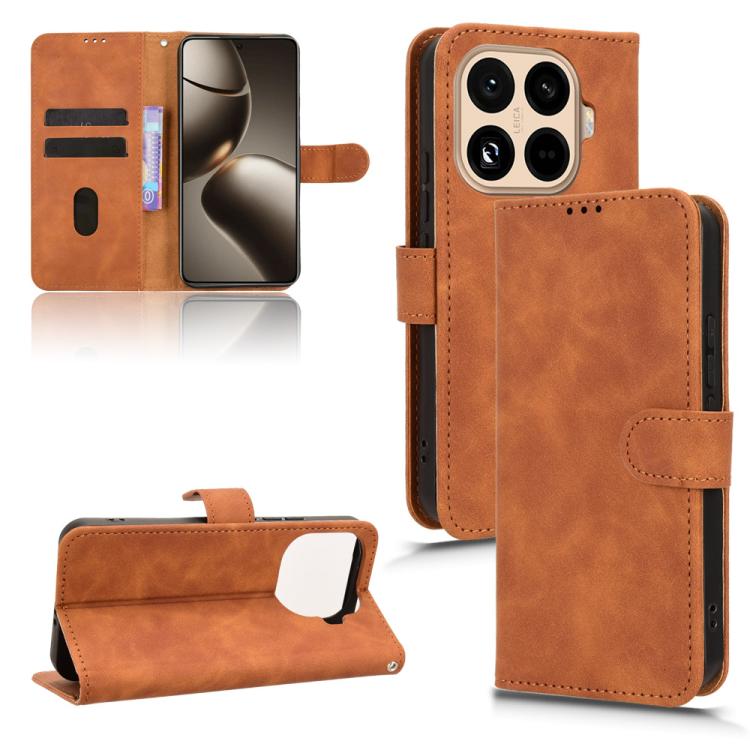 

For Xiaomi 15T Pro 5G Skin Feel Magnetic Flip Leather Phone Case(Brown)