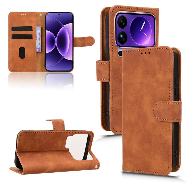 

For Xiaomi 17 Pro Skin Feel Magnetic Flip Leather Phone Case(Brown)
