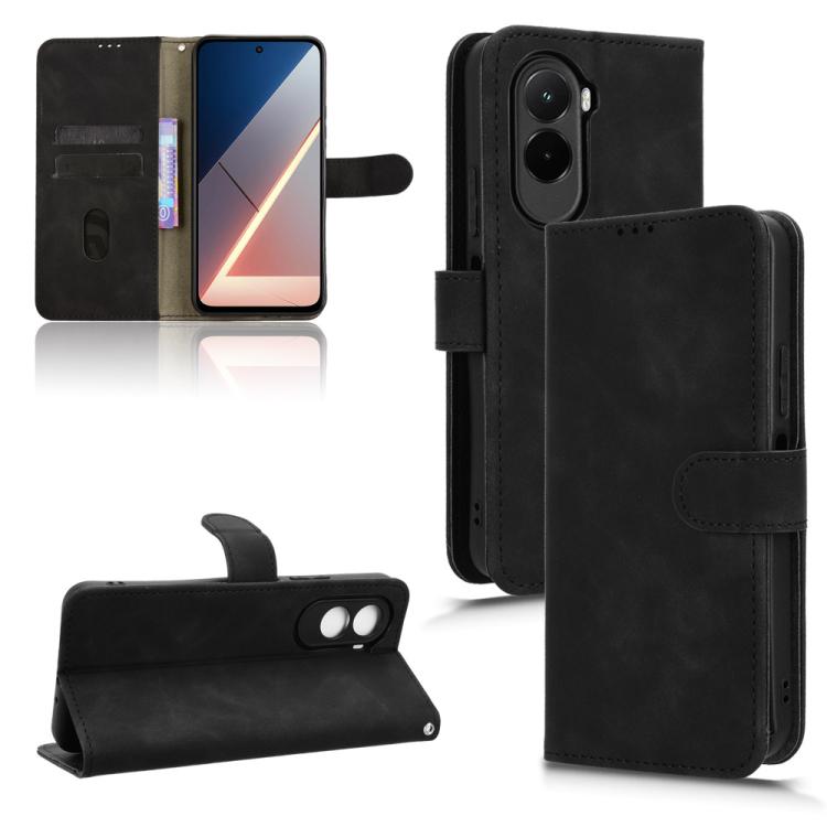 

For Xiaomi Poco M7 4G 171mm Skin Feel Magnetic Flip Leather Phone Case(Black)