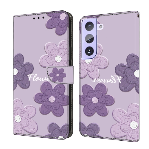 

For Samsung Galaxy S21+ 5G Fresh Painted Leather Phone Case(Dark Purple Flowers)