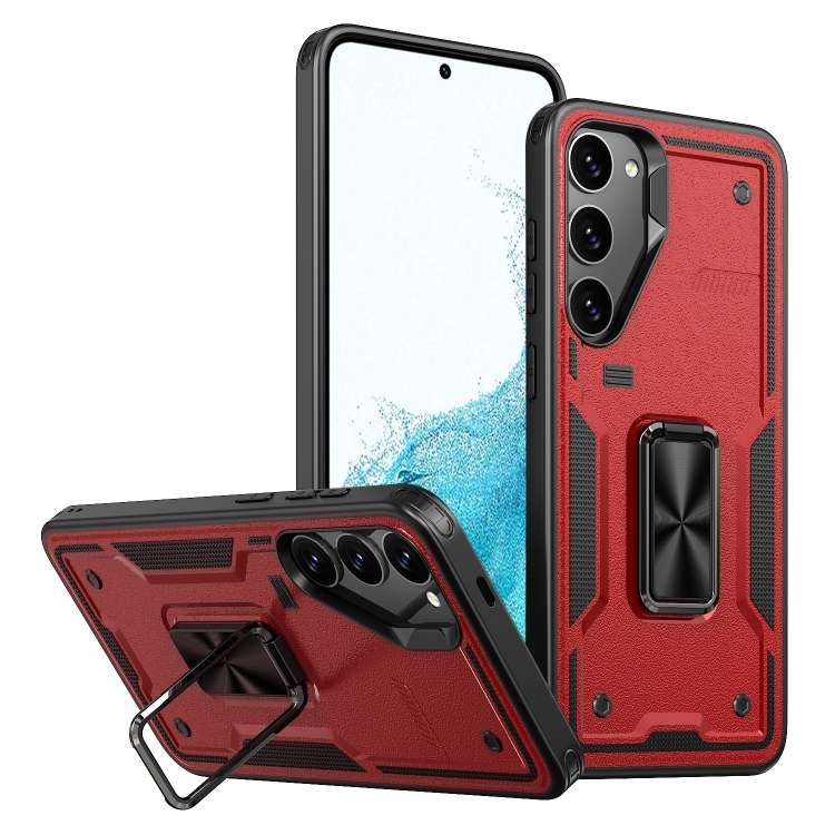 

For Samsung Galaxy S22 5G Ring Holder PC Hybrid TPU Phone Case(Red)