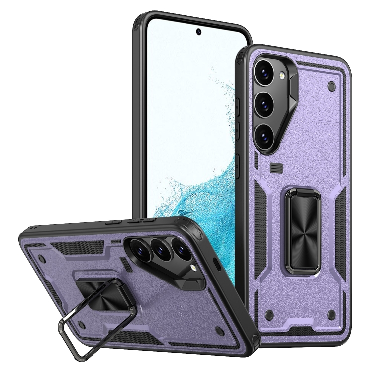 

For Samsung Galaxy S22 5G Ring Holder PC Hybrid TPU Phone Case(Purple)