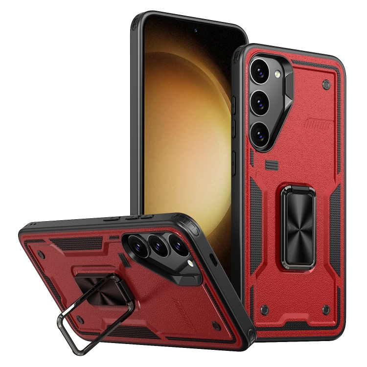 

For Samsung Galaxy S23+ 5G Ring Holder PC Hybrid TPU Phone Case(Red)