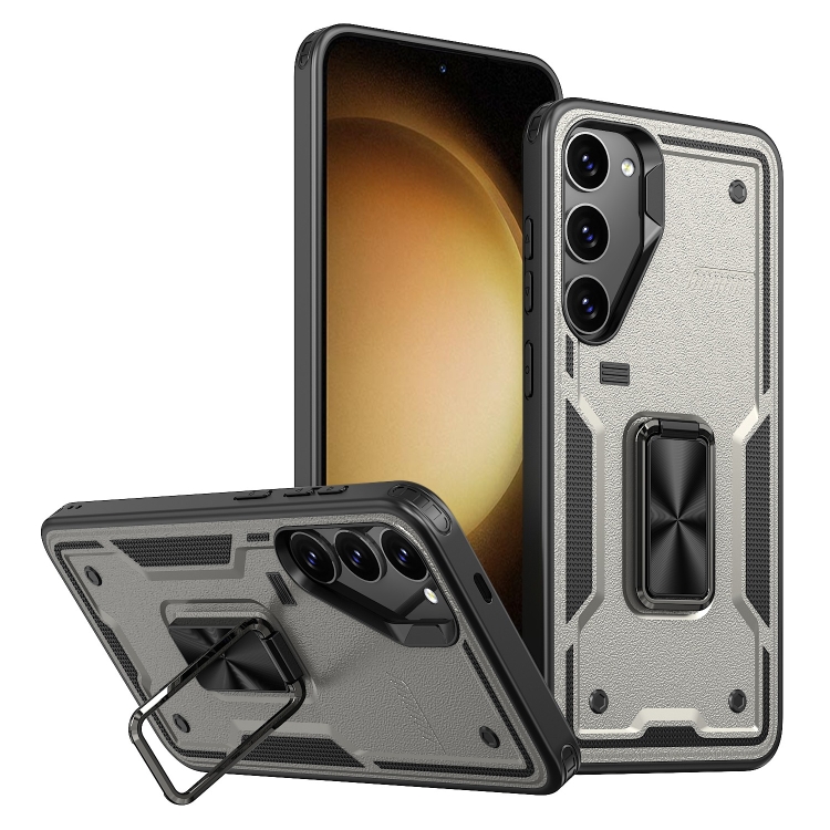 

For Samsung Galaxy S23+ 5G Ring Holder PC Hybrid TPU Phone Case(Titanium Grey)