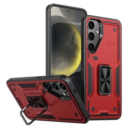 

For Samsung Galaxy S24+ 5G Ring Holder PC Hybrid TPU Phone Case(Red)