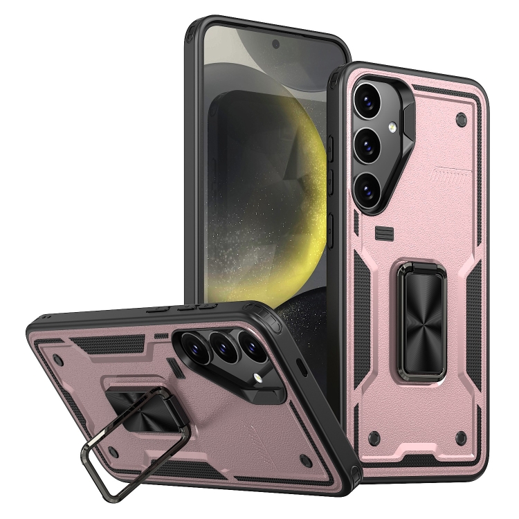 

For Samsung Galaxy S24+ 5G Ring Holder PC Hybrid TPU Phone Case(Rose Gold)