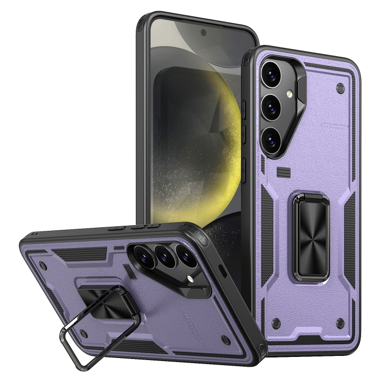 

For Samsung Galaxy S24+ 5G Ring Holder PC Hybrid TPU Phone Case(Purple)