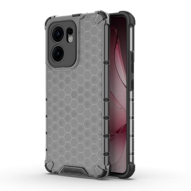 

For OPPO Reno13 F 5G Global Honeycomb Shockproof Phone Case(Black)