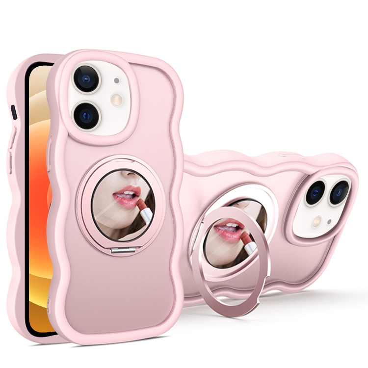 

For iPhone 12 Mirror Holder MagSafe Phone Case(Pink)