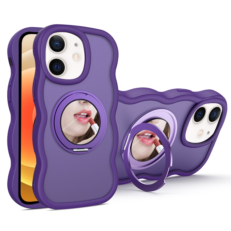 

For iPhone 12 Mirror Holder MagSafe Phone Case(Purple)