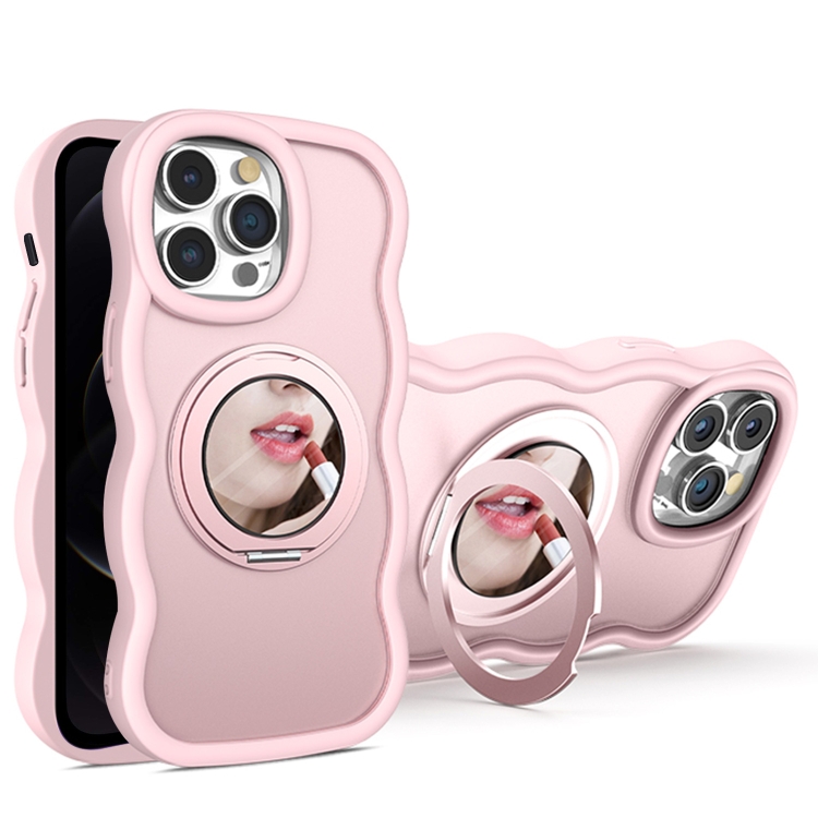 

For iPhone 12 Pro Max Mirror Holder MagSafe Phone Case(Pink)