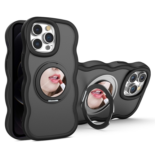 

For iPhone 12 Pro Max Mirror Holder MagSafe Phone Case(Black)
