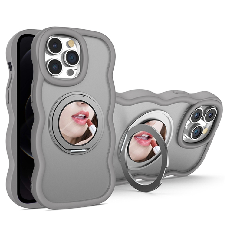 

For iPhone 12 Pro Max Mirror Holder MagSafe Phone Case(Grey)