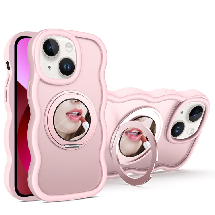 

For iPhone 13 Mirror Holder MagSafe Phone Case(Pink)