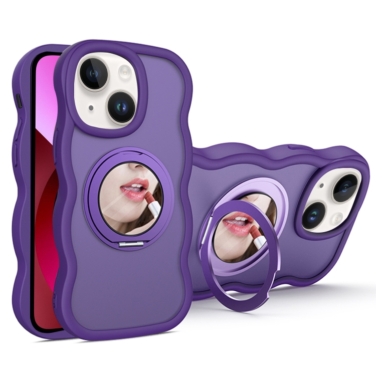 

For iPhone 13 Mirror Holder MagSafe Phone Case(Purple)